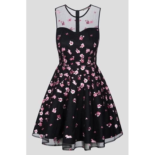 Rozkloszowana mini-sukienka z haftem czarny ORSAY 36 orsay.com