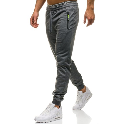 Spodnie męskie dresowe joggery ciemnoszare Denley JX9278  Denley.pl 3XL Denley promocja 