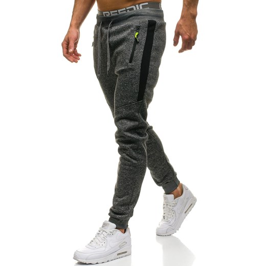 Spodnie męskie dresowe joggery grafitowe Denley JX8087  Denley.pl XL promocyjna cena Denley 