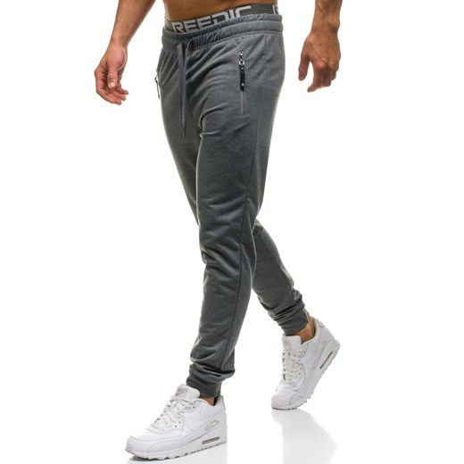 Spodnie męskie dresowe joggery ciemnoszare Denley JX8018  Denley.pl 2XL wyprzedaż Denley 