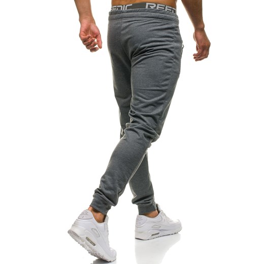 Spodnie męskie dresowe joggery ciemnoszare Denley JX8018 Denley.pl  XL Denley promocyjna cena 
