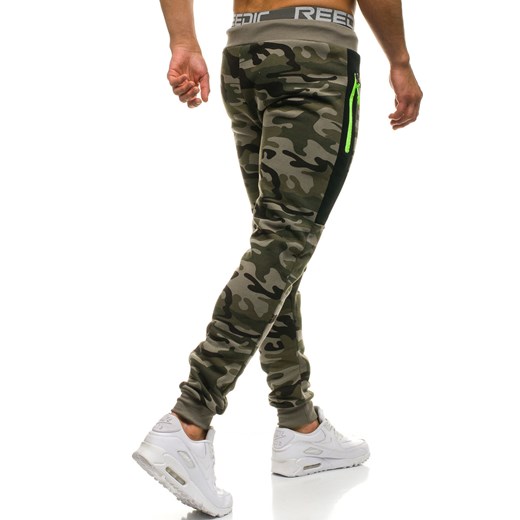 Spodnie męskie dresowe joggery moro-khaki Denley ML230  Denley.pl XL wyprzedaż Denley 