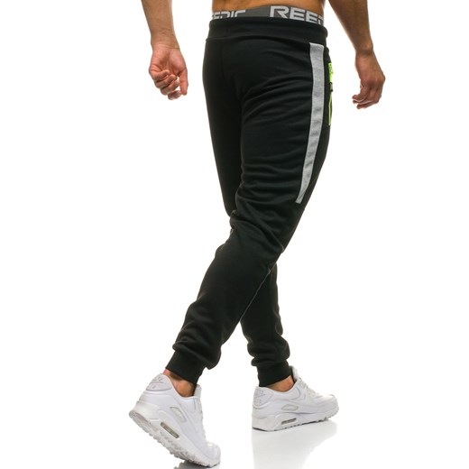 Spodnie męskie dresowe joggery czarne Denley JX9296 Denley.pl  L Denley wyprzedaż 
