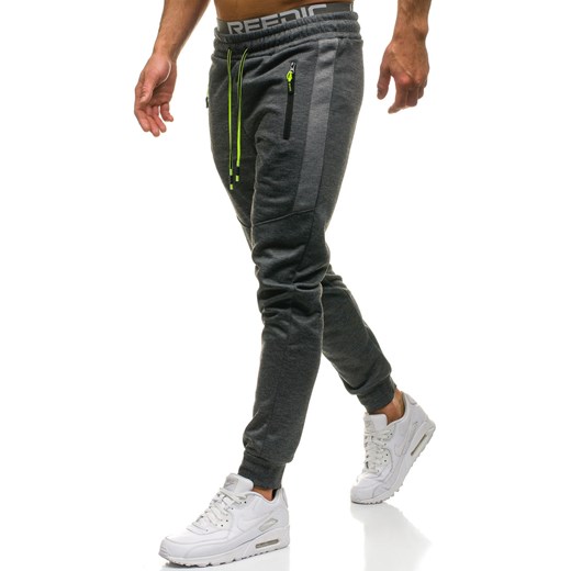 Spodnie męskie dresowe joggery grafitowe Denley JX8112  Denley.pl 3XL wyprzedaż Denley 