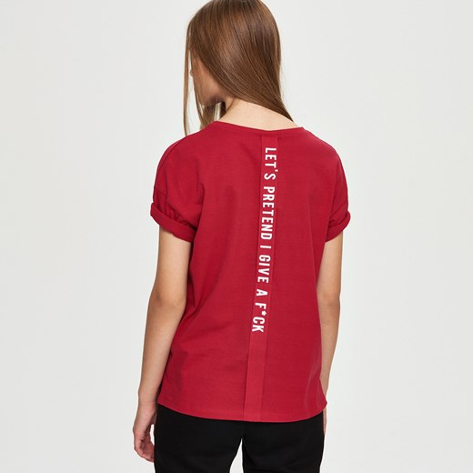 Sinsay - T-shirt oversize - Czerwony Sinsay  XS 
