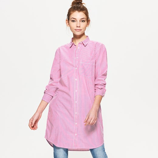 Cropp - Koszulowa sukienka w paski - Różowy rozowy Cropp L 