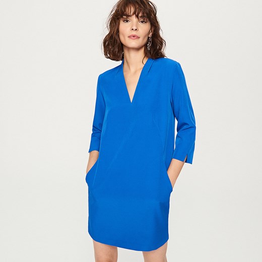 Reserved - Sukienka z dekoltem v - Granatowy Reserved niebieski 38 