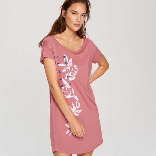 Reserved - Koszula nocna z kwiatowym motywem - Różowy rozowy Reserved XL 