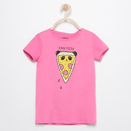 Reserved - T-shirt z nadrukiem - Różowy Reserved rozowy 140 
