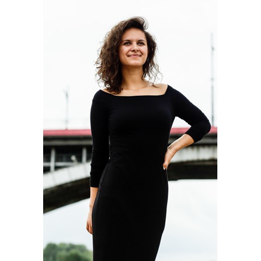 SKINCITY black - sukienka midi czarny Risk XS, S, M Risk Made in Warsaw
