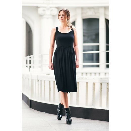 RZYMSKIE WAKACJE black - sukienka midi bezowy Risk XS, S, M Risk Made in Warsaw