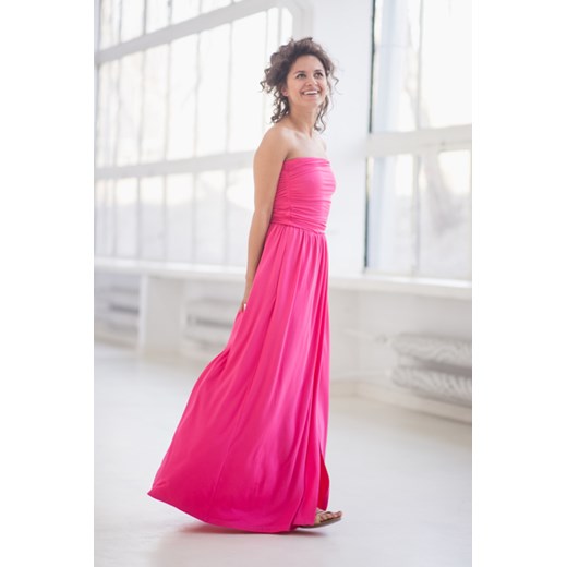 ALICJA fuksja - sukienka maxi -40% rozowy Risk XS, M, L okazyjna cena Risk Made in Warsaw 