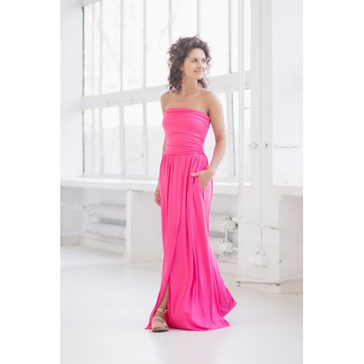 ALICJA fuksja - sukienka maxi -40% Risk rozowy XS, M, L wyprzedaż Risk Made in Warsaw 