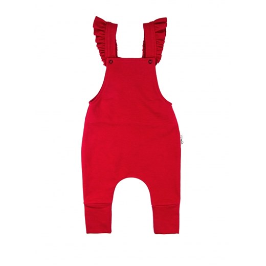 FRILLY SUSPENDER DUNGARESS pomaranczowy 86/92(12-24M) i love milk