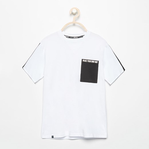 Reserved - T-shirt z kieszonką - Biały Reserved bialy 152 