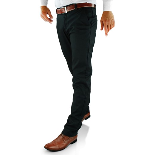 Eleganckie spodnie męskie chinosy w kolorze ciemno-grafitowym 1251A czarny  35/32 promocyjna cena anmir.pl 