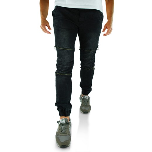 Joggery męskie jeansowe w kolorze grafitowym KA181  czarny 34 okazja anmir.pl 