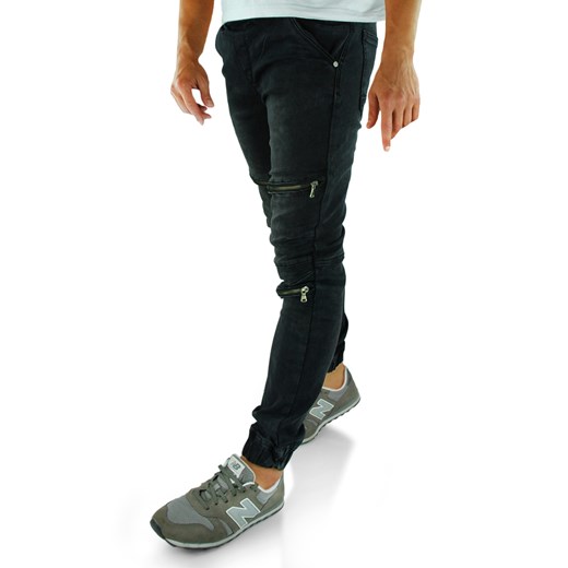 Joggery męskie jeansowe w kolorze grafitowym KA181  czarny 34 promocja anmir.pl 