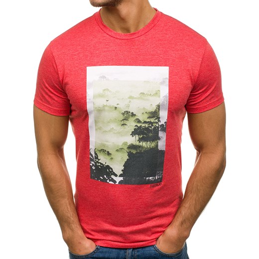 T-shirt męski z nadrukiem czerwony Denley T1417 Denley.pl  XL promocyjna cena Denley 