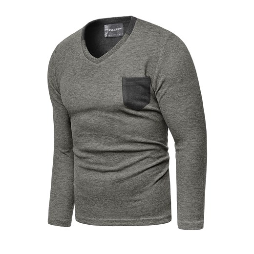 Ciepły sweter męski zazz1153 - siwy Risardi  L 