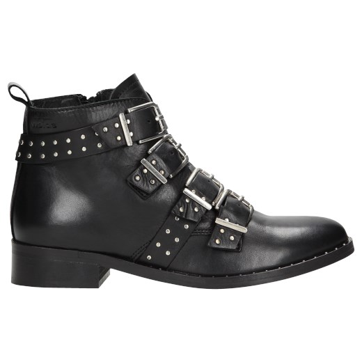 Czarne botki damskie w rockowym stylu