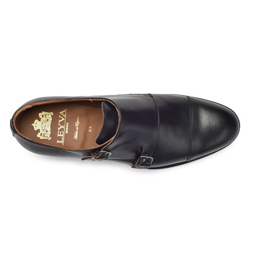 Eleganckie czarne skórzane buty męskie podwójne monki Leyva EleganckiPan.com.pl