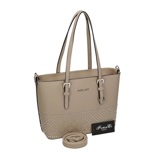 FLORA Torebka damska 6376 BEIGE-015 - beżowy Flora&Co szary uniwersalny Torebkowo.com.pl