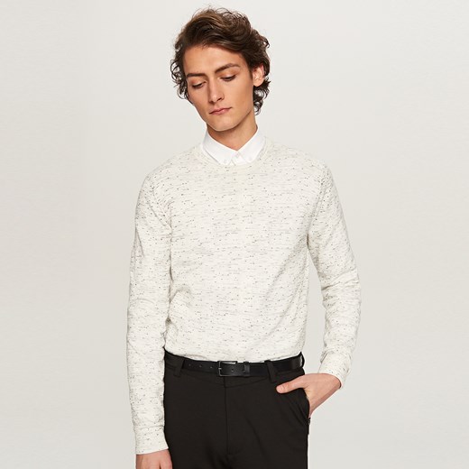 Reserved - Melanżowy sweter roundneck - Biały Reserved bezowy XXL 