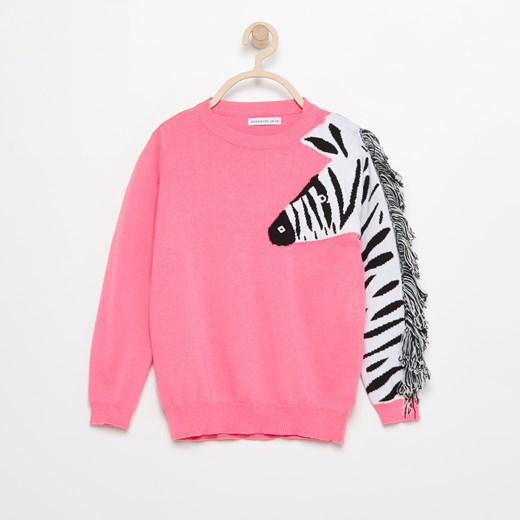 Reserved - Sweter z zebrą - Różowy rozowy Reserved 122 