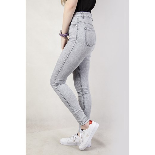 Szare spodnie marmurkowe skinny jeans szary  S olika.com.pl