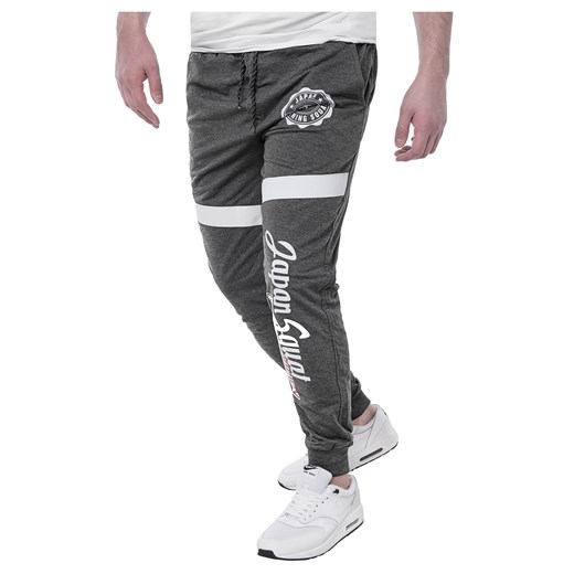Spodnie joggery dresowe cmr397 - antracytowe szary Risardi XL 