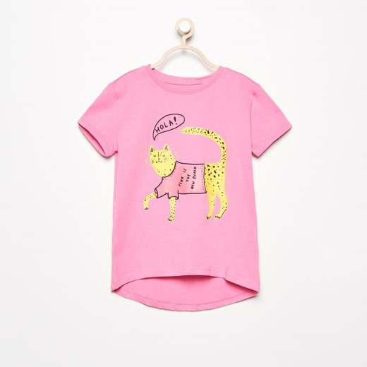 Reserved - T-shirt z kotkiem - Różowy rozowy Reserved 122 