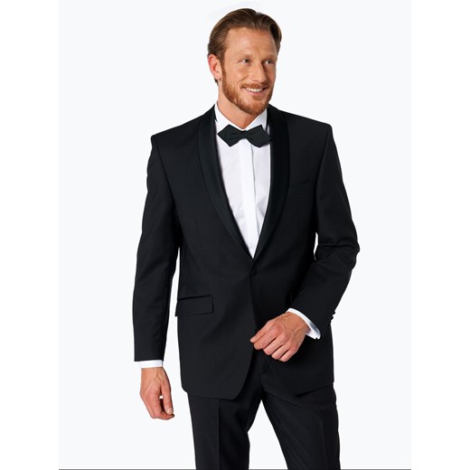 Wilvorst Męska marynarka od smokingu modułowego Mężczyźni Modern Fit Wełna czarny jednolity ze sklepu vangraaf w kategorii Marynarki męskie - zdjęcie 46960165