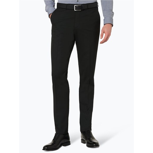 Finshley & Harding Spodnie Mężczyźni Slim Fit czarny jednolity ze sklepu vangraaf w kategorii Spodnie męskie - zdjęcie 46961069