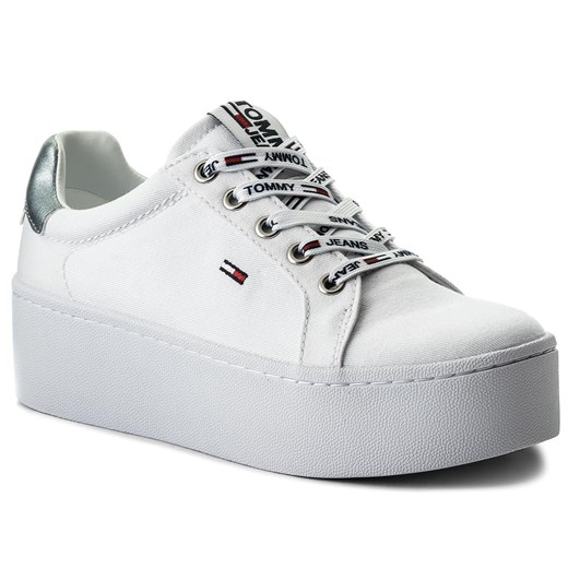 Sneakersy TOMMY HILFIGER - JEANS Tommy Jeans Flatform Sneaker EN0EN00237 White 100 szary Tommy Hilfiger 37 eobuwie.pl