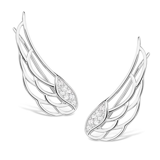 Srebrne kolczyki 925 nausznice skrzydła anioła - Rodowanie    VIADEM