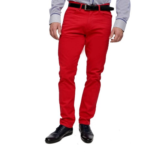 Spodnie materiałowe czerwone czerwony  188/88 eLeger
