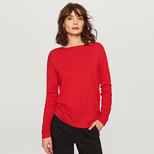 Reserved - Sweter z wiązaniem na rękawach - Czerwony Reserved pomaranczowy L 