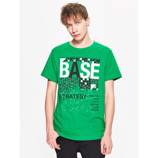 Cropp - Koszulka z napisem - Zielony zielony Cropp XS 