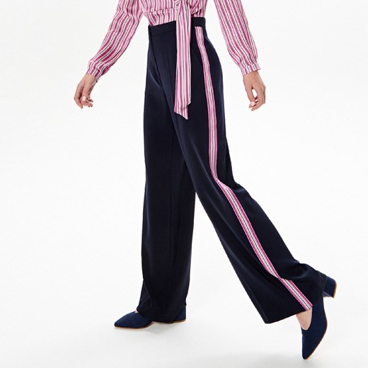 Reserved - Szerokie spodnie z lampasem - Granatowy czarny Reserved 36 