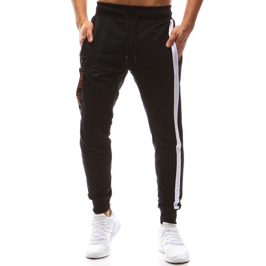 Spodnie męskie joggery dresowe czarne (ux1140) Dstreet czarny XL okazja  