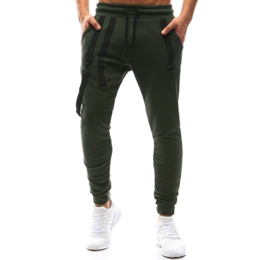 Spodnie męskie joggery dresowe khaki (ux1143) czarny Dstreet XXL  wyprzedaż 