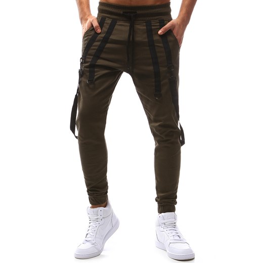 Spodnie męskie joggery brązowe (ux1126) Dstreet czarny XL okazyjna cena  