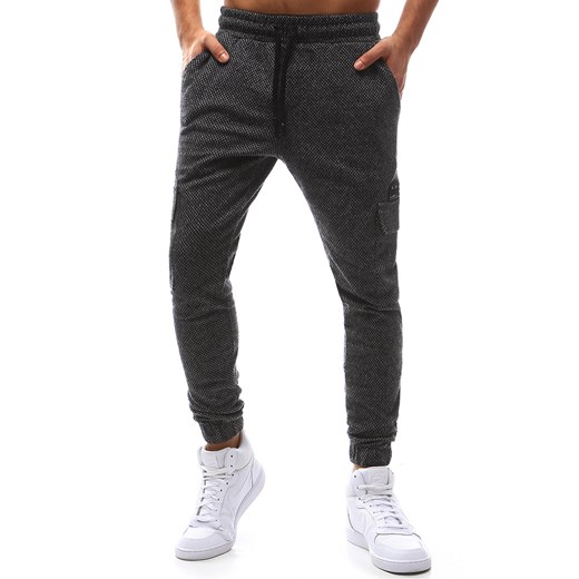 Spodnie męskie dresowe grafitowe (ux1127) szary Dstreet XL promocyjna cena  