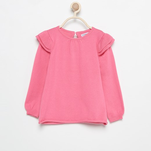 Reserved - Sweter z falbankami przy ramionach - Różowy rozowy Reserved 80 