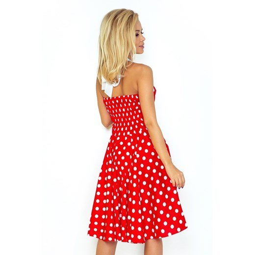 30-21 Rockabilly pin up sukienka - CZERWONA w białe kropki - BEZ GORSETU Z TYŁU Numoco UNI Yasmine