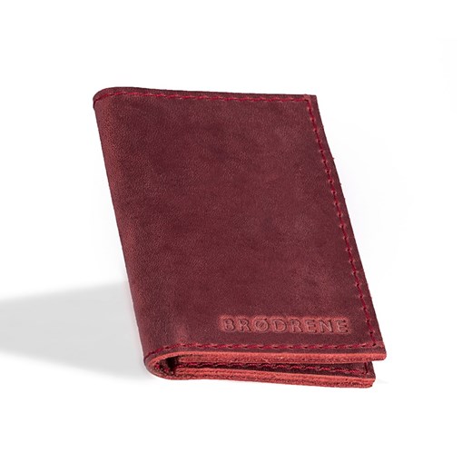 Skórzany cienki portfel slim wallet BRODRENE SW03 czerwony Brødrene   Skorzana.com