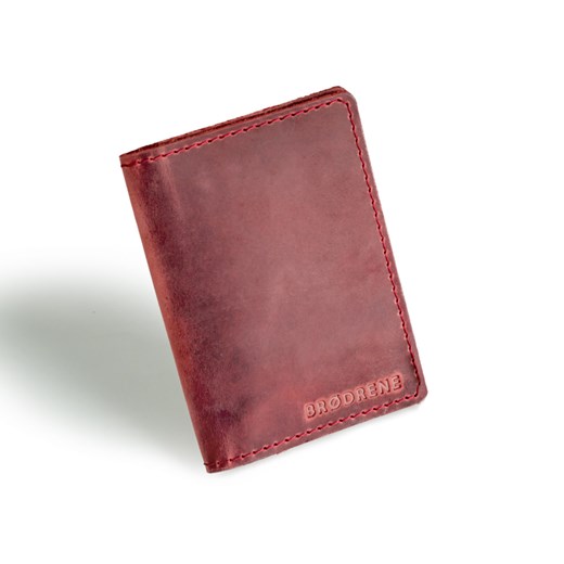 Skórzany cienki portfel slim wallet BRODRENE SW04 czerwony Brødrene   Skorzana.com