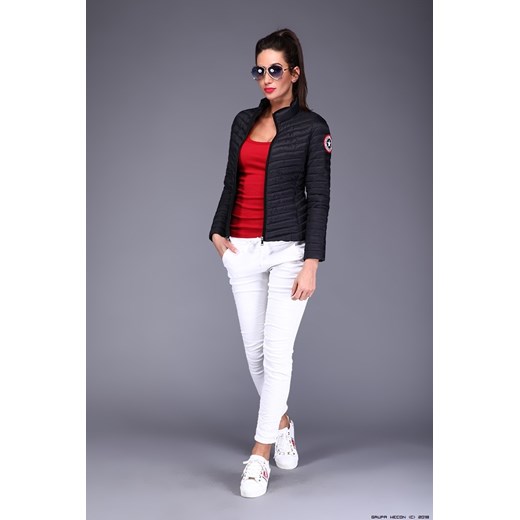 kurtka damska negativ ** pikowana taliowana lekka+ naszywka Negativ M LUXURYONLINE