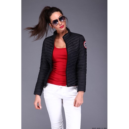 kurtka damska negativ ** pikowana taliowana lekka+ naszywka Negativ czarny S LUXURYONLINE